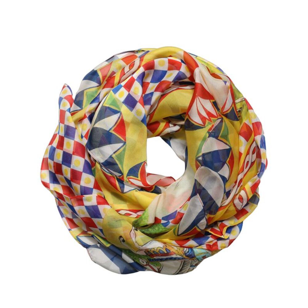 Dolce & Gabbana Multicolor Silk Carretto Foulard Women's Scarf